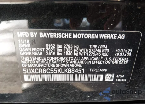 2019 BMW X5 xDrive40I z USA, uszkodzony, nr VIN 5UXCR6C55KLK88451